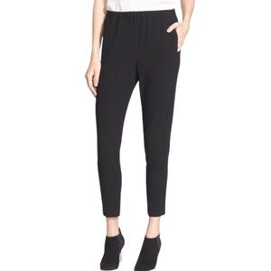 Theory Thorene Admiral Black Crepe Pull-on Trousers - M